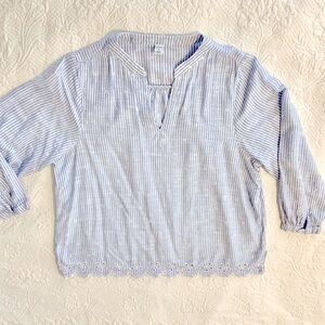 Blue striped tunic blouse